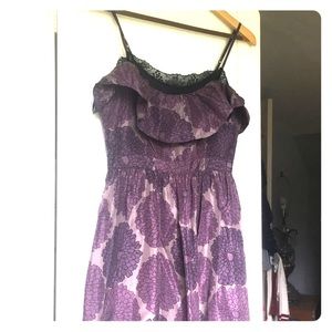Purple & black floral silk dress